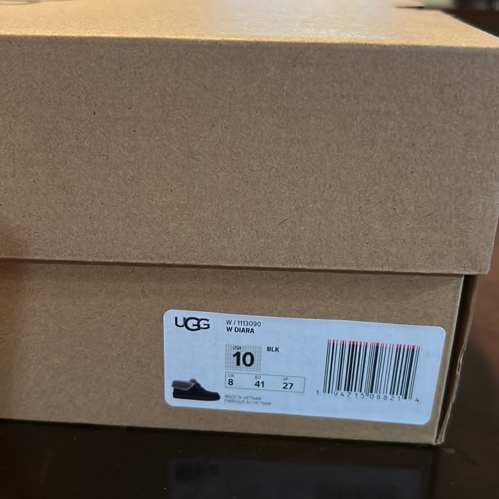 UGG Diara size 10 worn once. Black suede with grey fur.